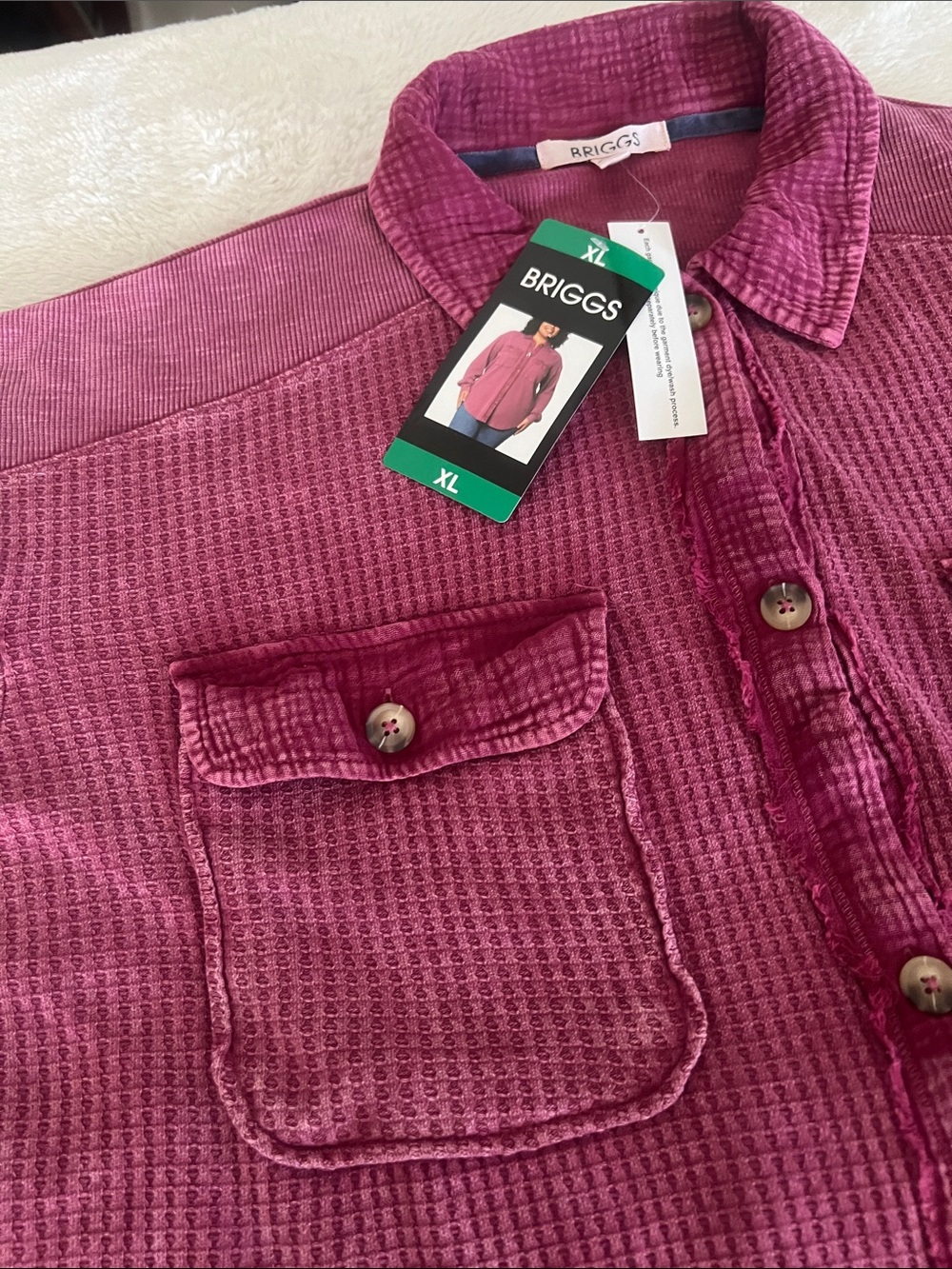NWT Briggs New York Corduroy Button-Front Shirt Jacket in Mauve Pink Size XL - Picture 14 of 16